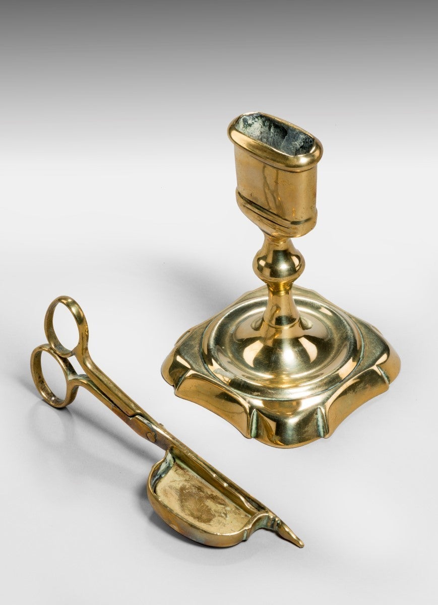 Brass Candle Snuffers on a Square Base at 1stDibs