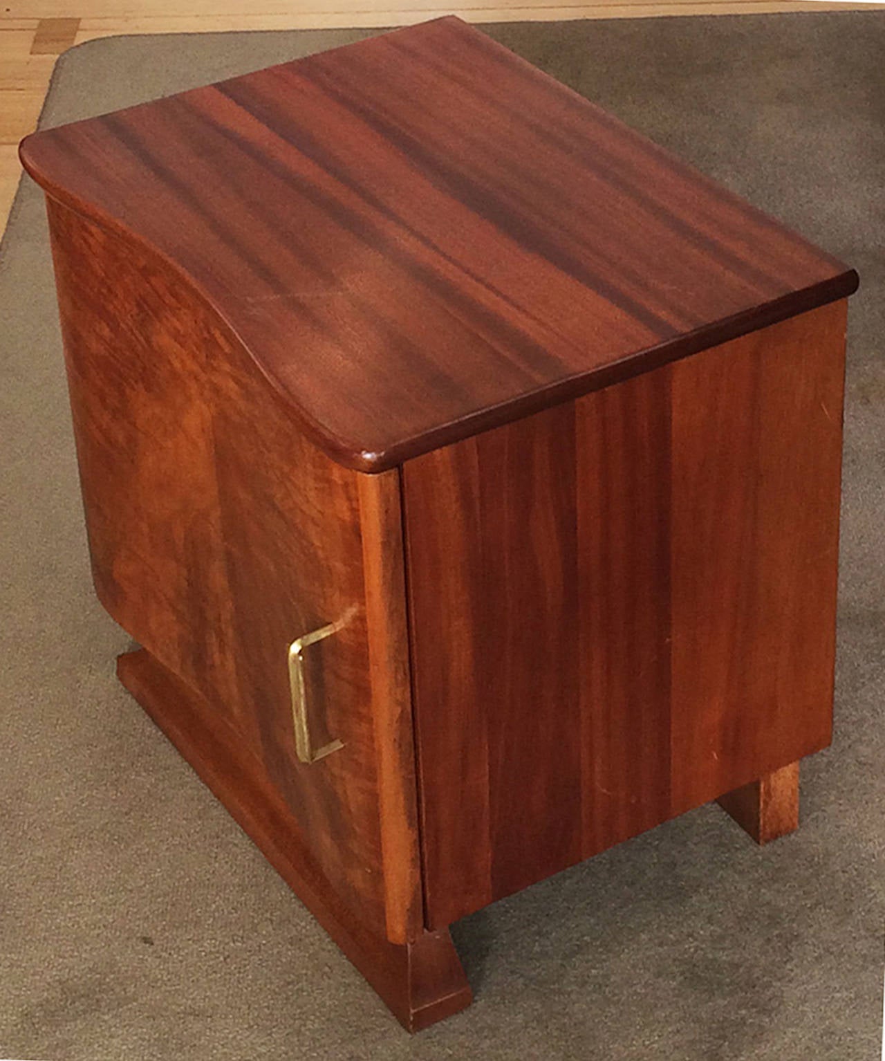 Pair of Art Deco French Walnut Bedside Tables at 1stdibs