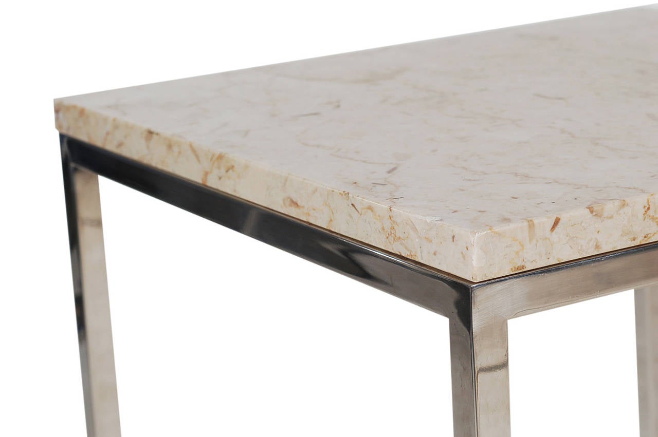 MidCentury Modern Italian Chrome and Marble End Tables For Sale at