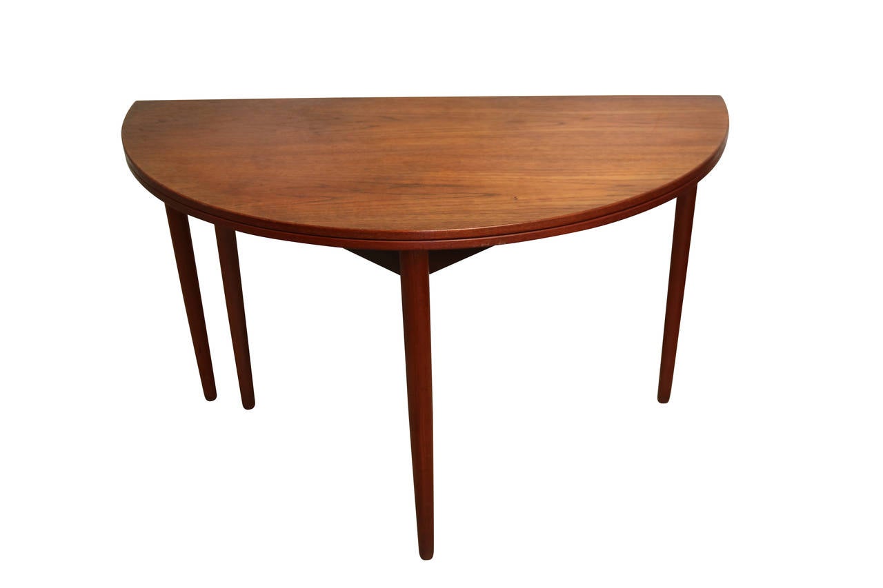 Round Teak Folding Dining Table and Chairs by Poul Volther for Frem