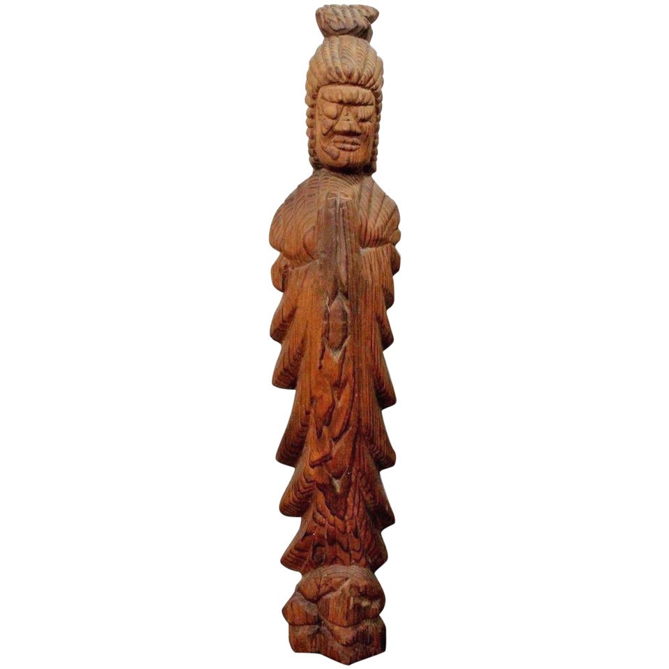 Japanese Unusual Artisan Enku Style Wood Carving of the Buddha, Showa Period at 1stDibs