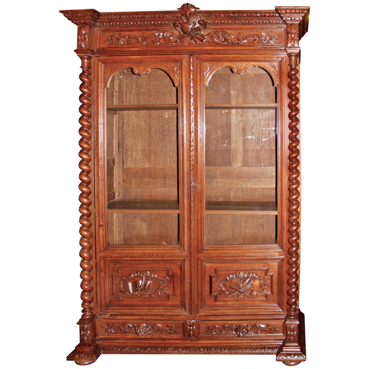 Early 20th Century French Glass Front Bookcase For Sale at 1stDibs