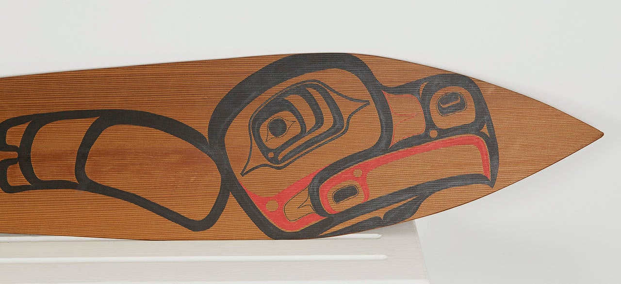 Haida Painted Red Cedar Wood Carved Paddle By Giitsxaa at 1stDibs
