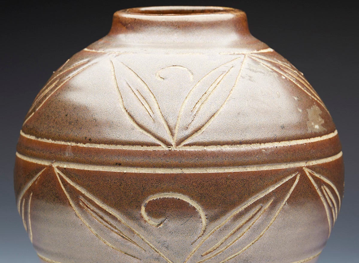 Poole Pottery Atlantis Incised Groove Vase by Jenny Haigh, circa 1975 at 1stDibs