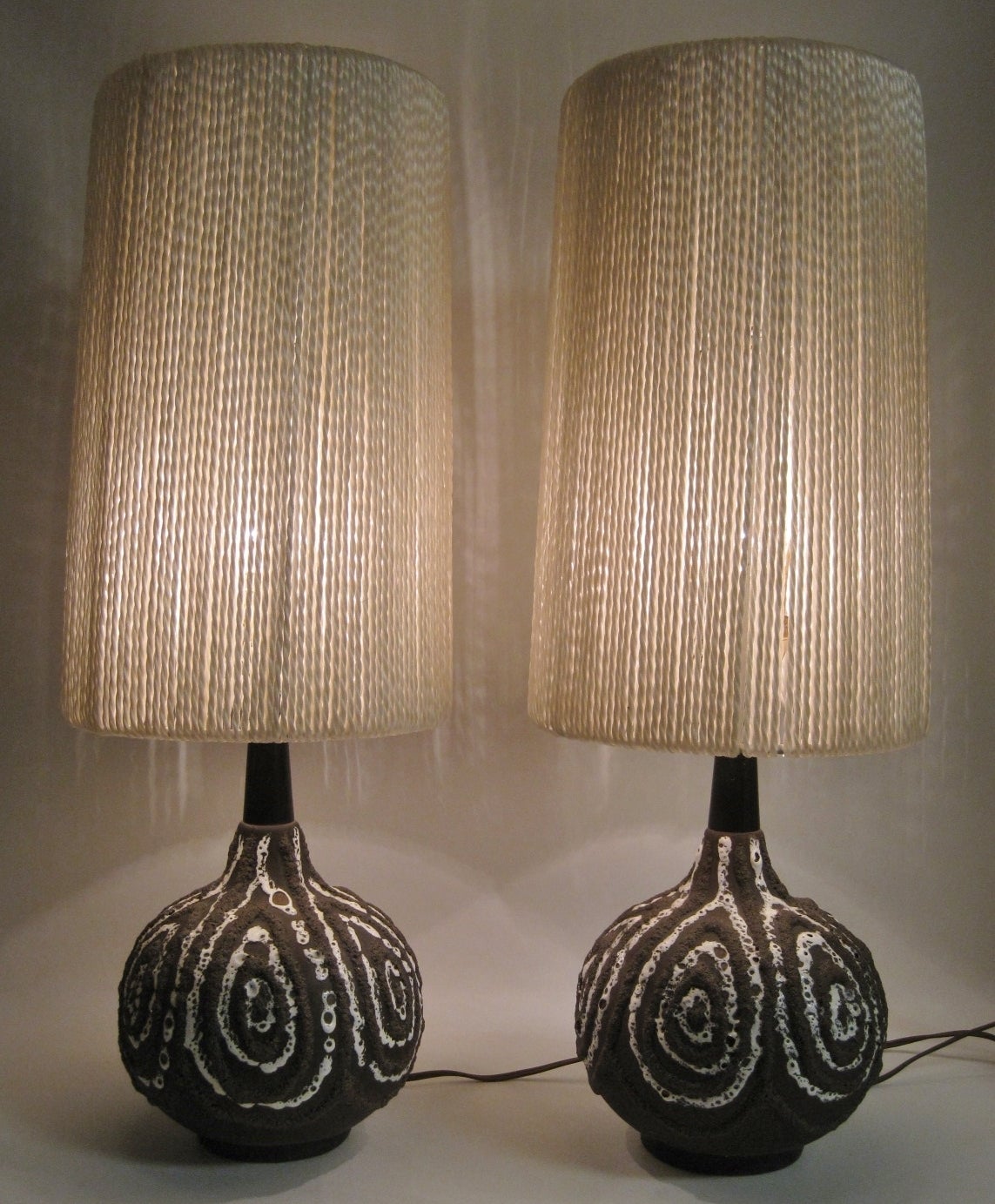 Pair of MidCentury Modern Art Pottery Lamps at 1stDibs