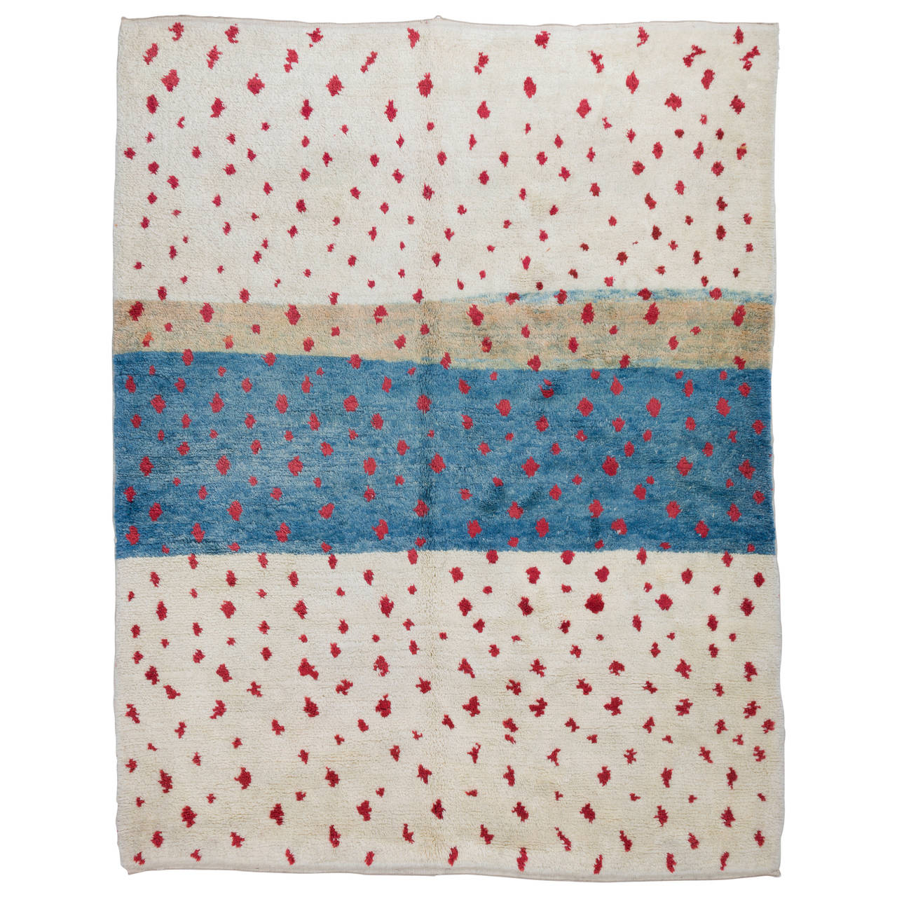Contemporary Moroccan Rug in Blue, Red and Ivory For Sale at 1stdibs