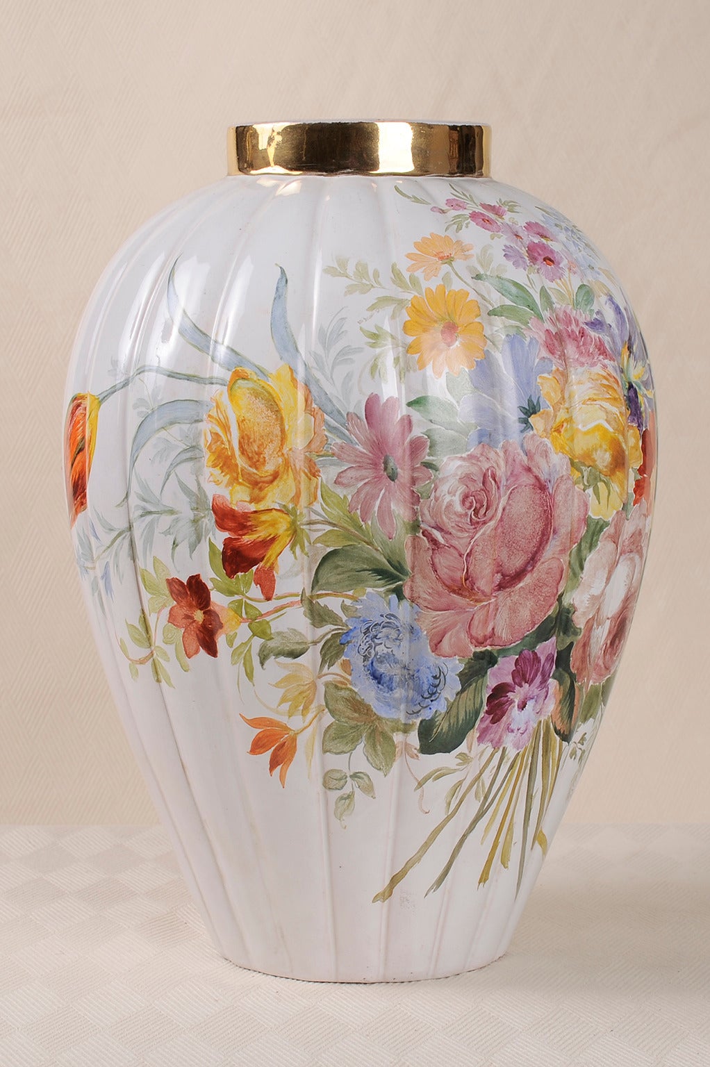 Italian Signed HandPainted Vase or Lamp Base For Sale at 1stDibs