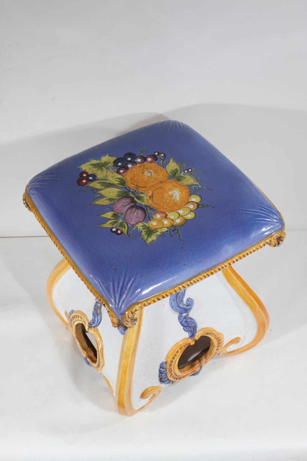 Italian HandPainted Ceramic Garden Stool For Sale at 1stDibs tuscan