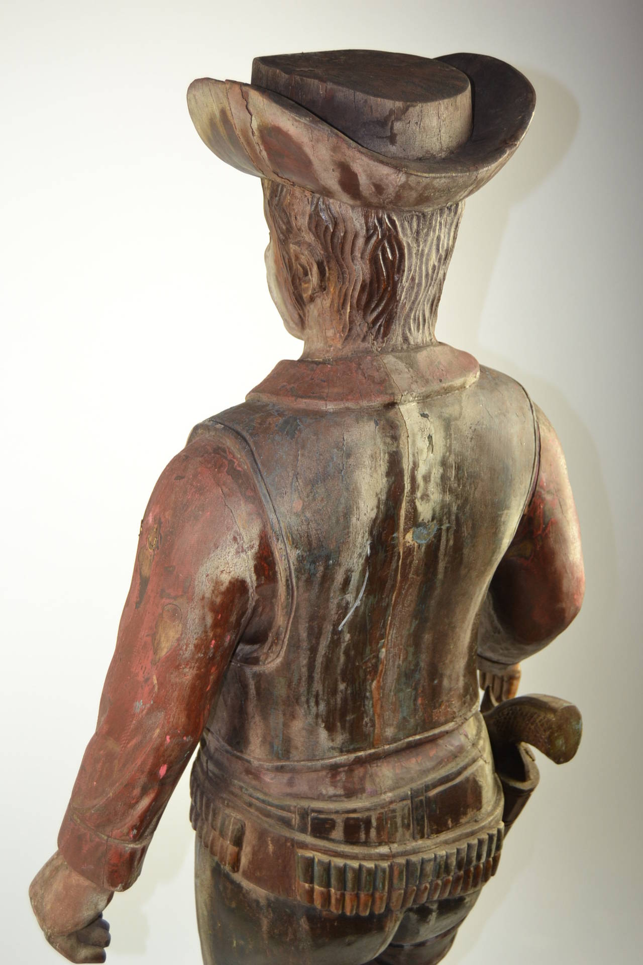 Antique HandCarved Wooden Cowboy Sculpture at 1stDibs