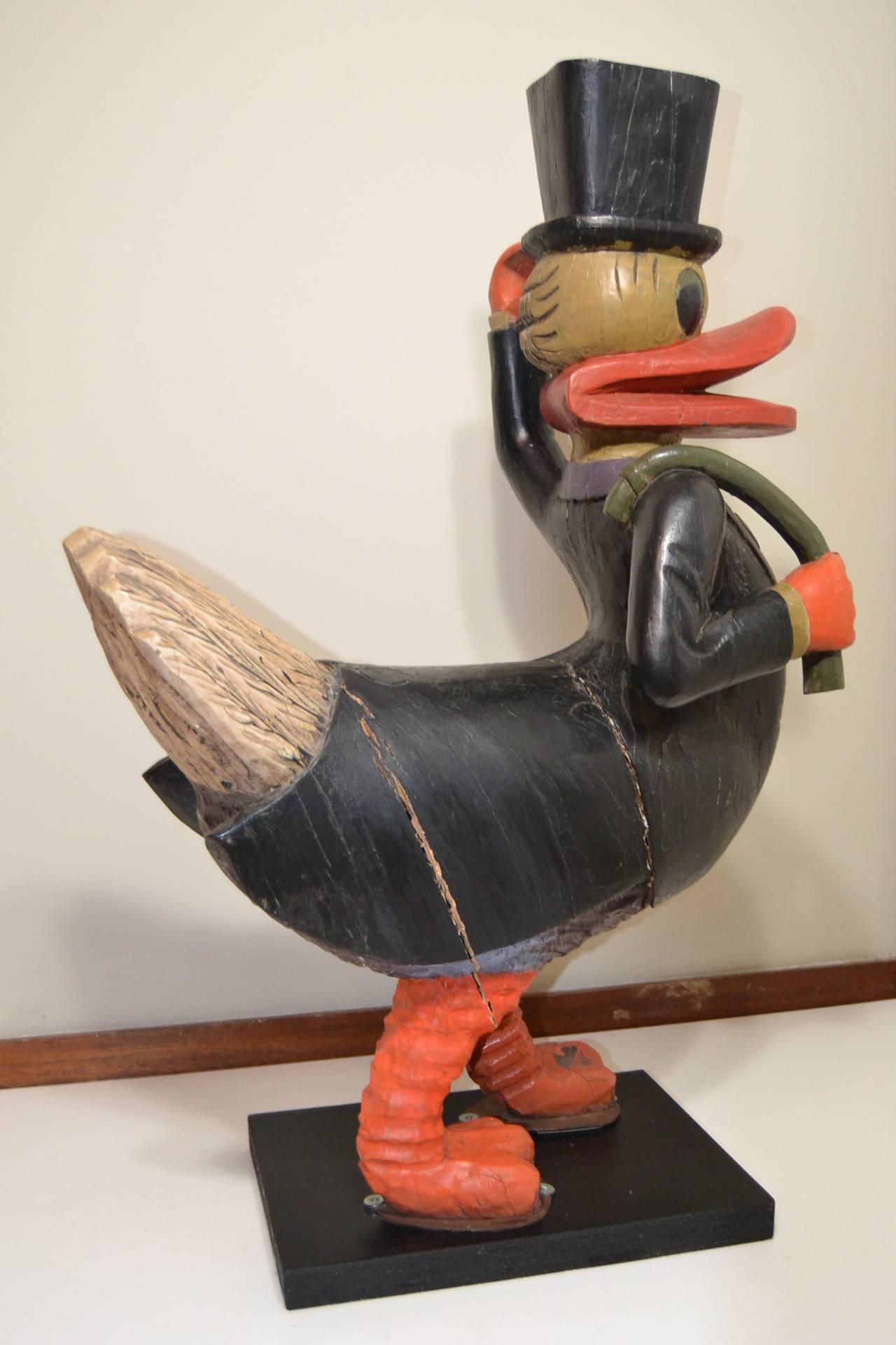 Vintage Carousel Wooden Uncle Scrooge Donald Duck For Sale at 1stdibs