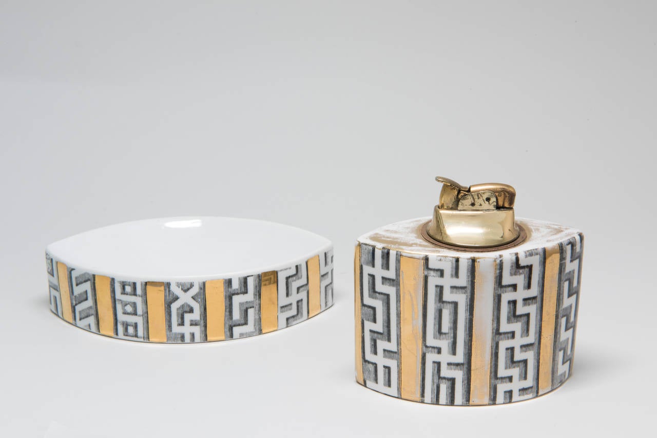 Ashtray and Lighter by Piero Fornasetti at 1stdibs