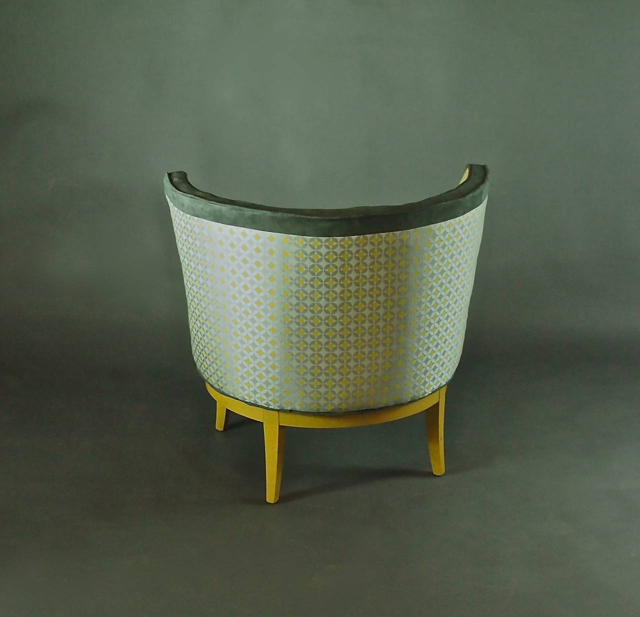 MidCentury Barrel Chair with Swivel Base in Yellow, GrayIn Stock For Sale at 1stDibs yellow