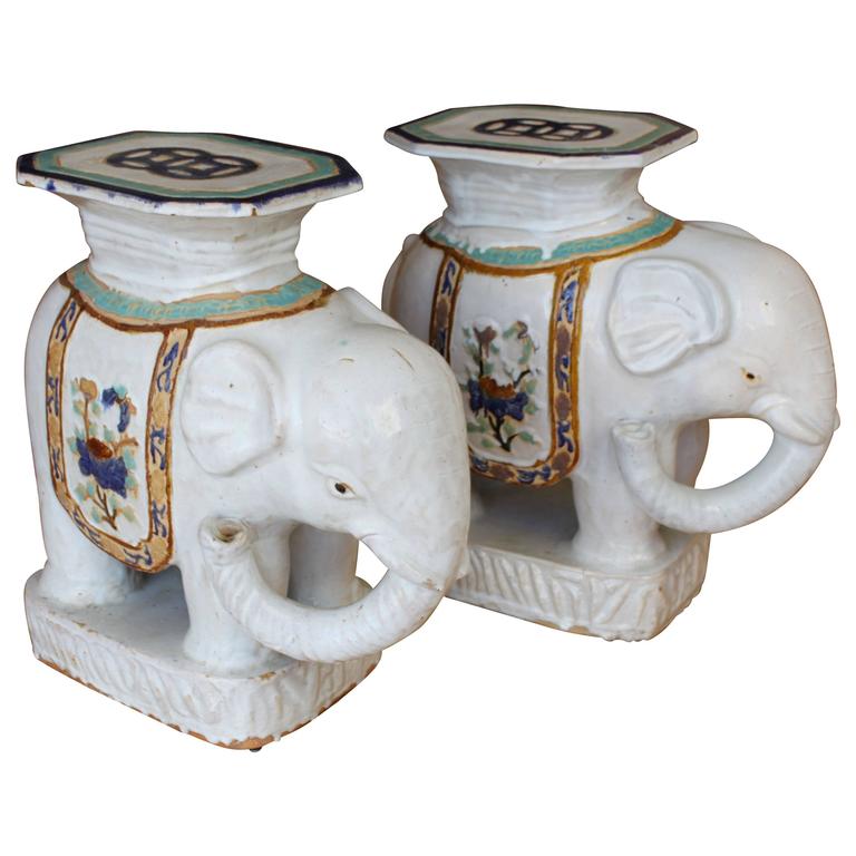 Pair of Elephant Garden Seats or Stools at 1stdibs