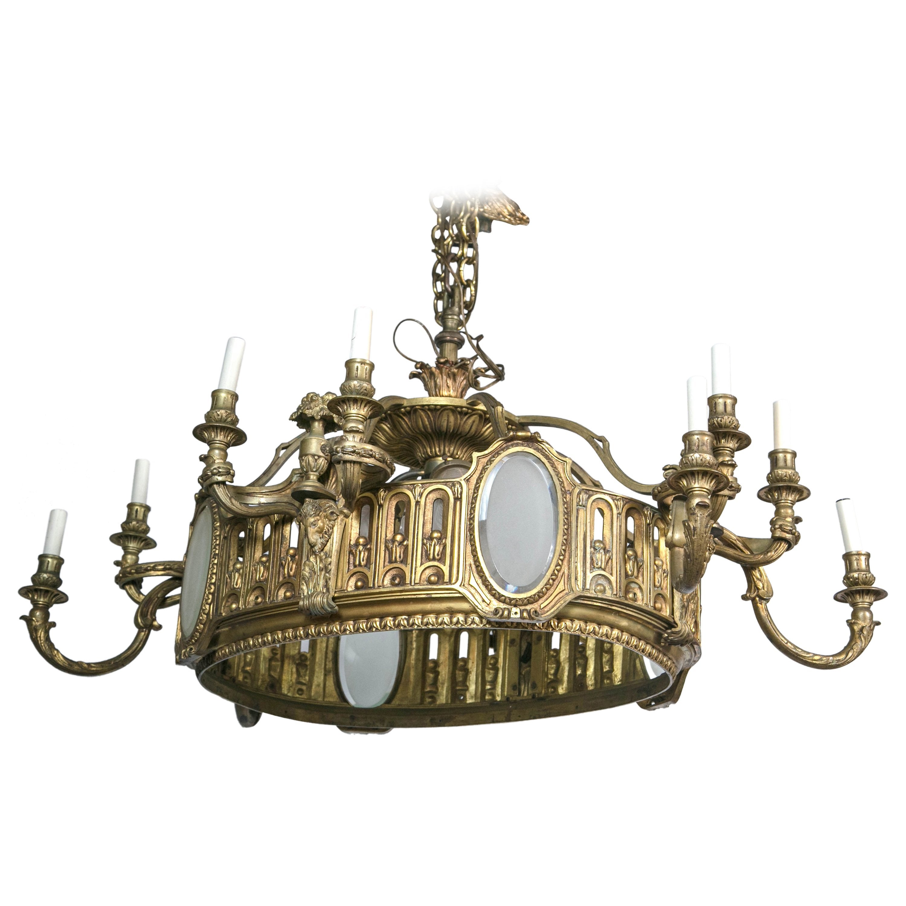 Exceptional Oval Silvered Bronze Chandelier at 1stDibs