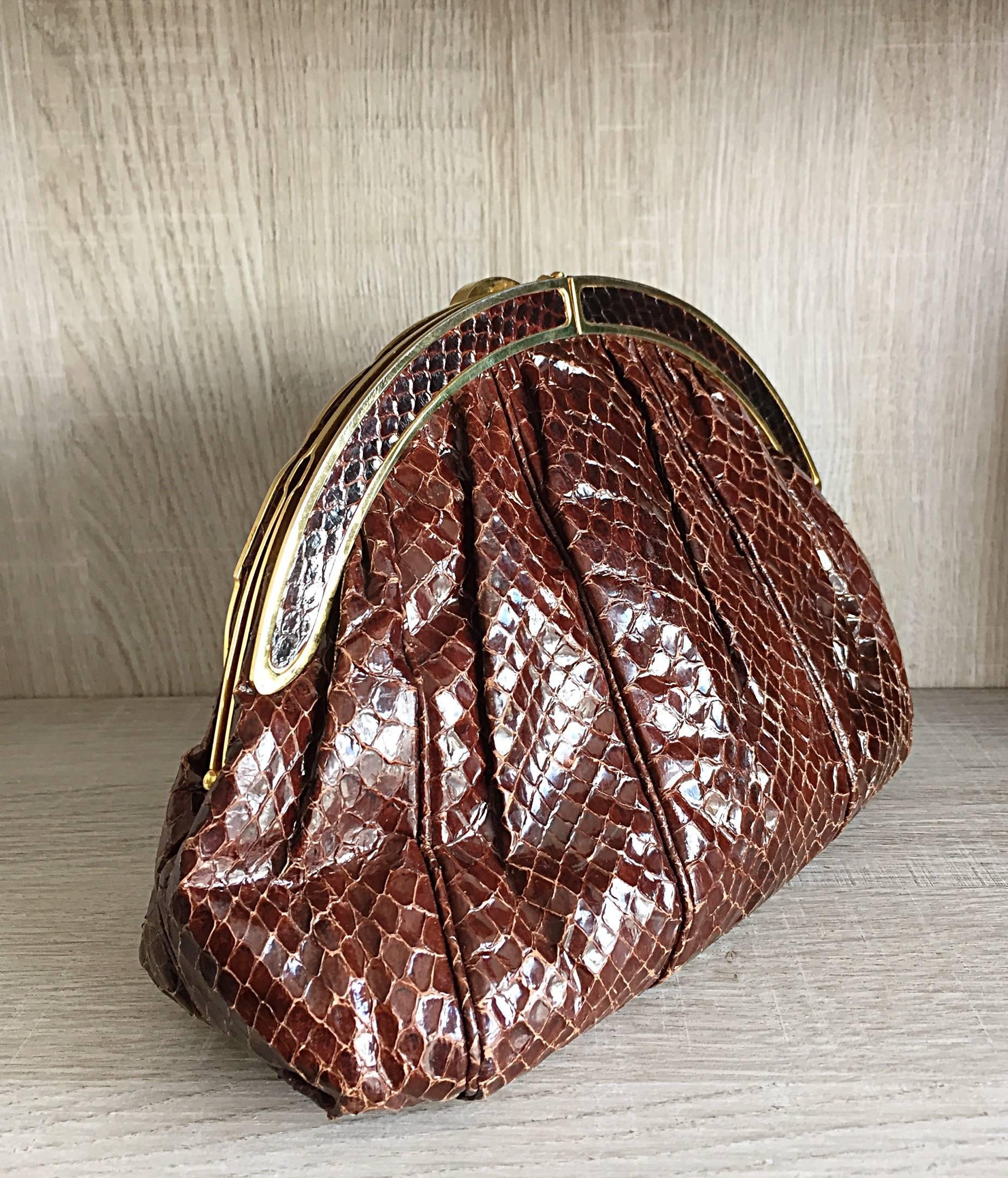 Vintage Finesse La Model Chocolate Brown Python Snakeskin Convertible