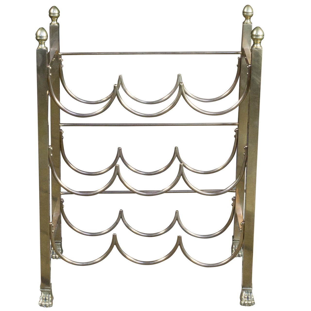 French Polished Brass Wine Rack For Sale at 1stdibs