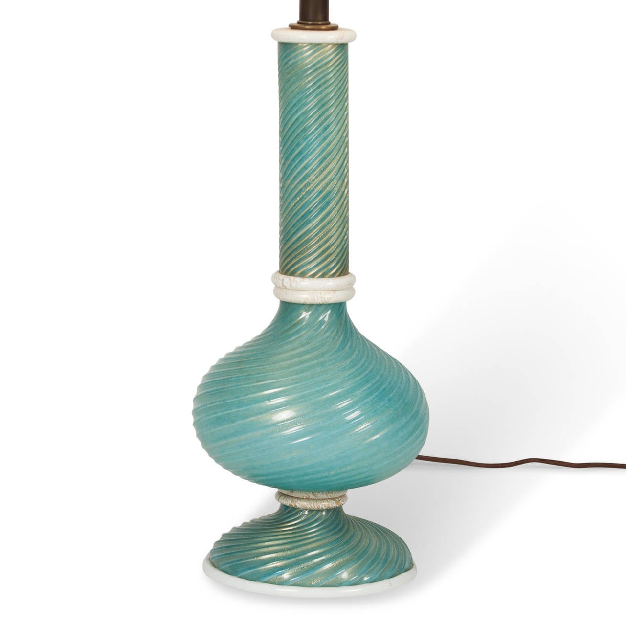 Turquoise Swirl Glass Table Lamp by Venini, 1940s at 1stdibs