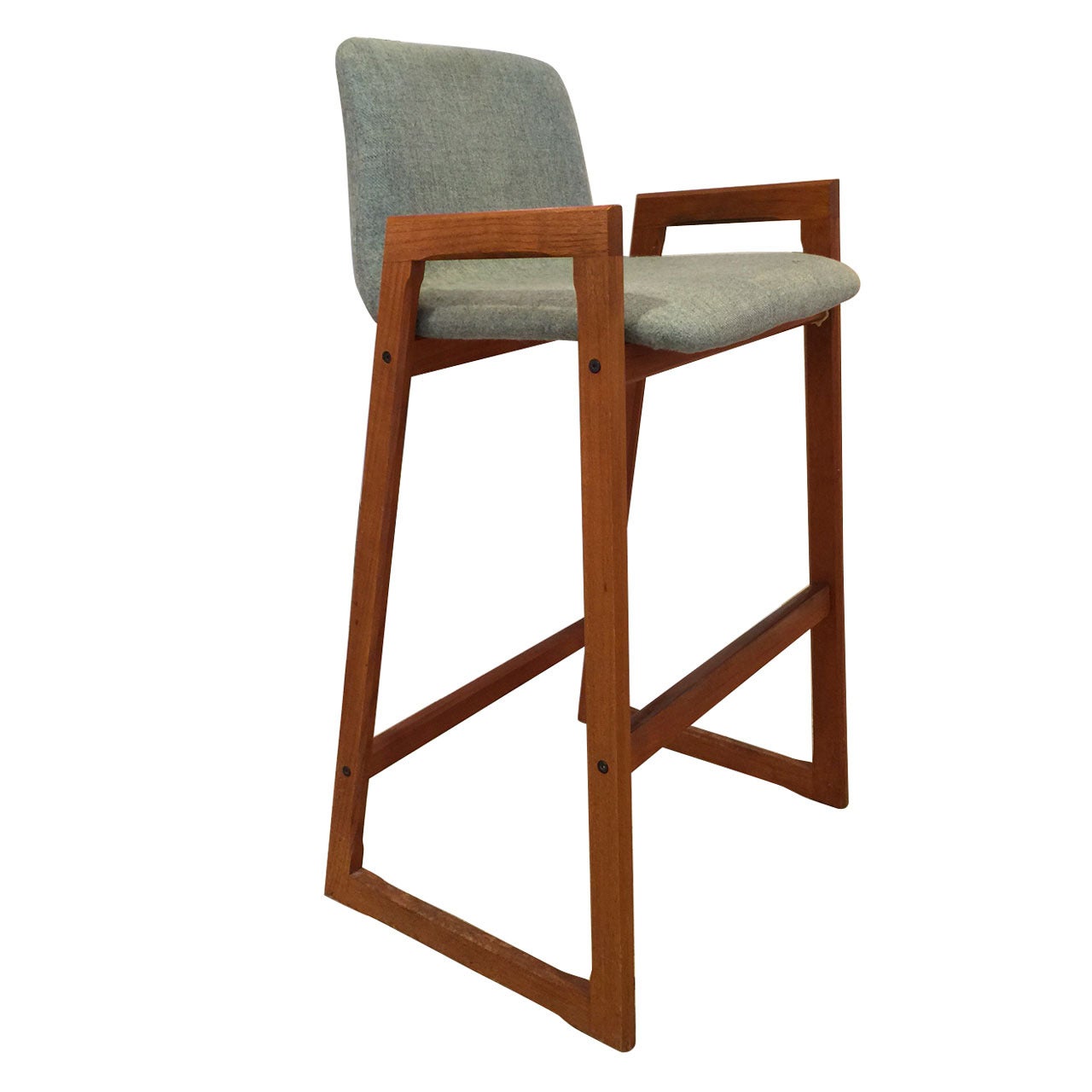 Vintage Danish Teak Bar Stool with Arms in COM (6 Available) For Sale at 1stDibs bar stools