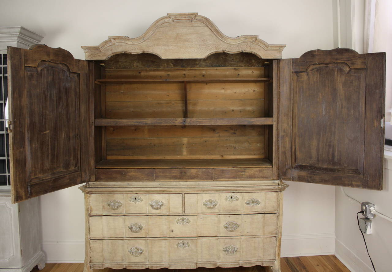 Antique Bleached 18thC Dutch Oak Linen Press at 1stDibs