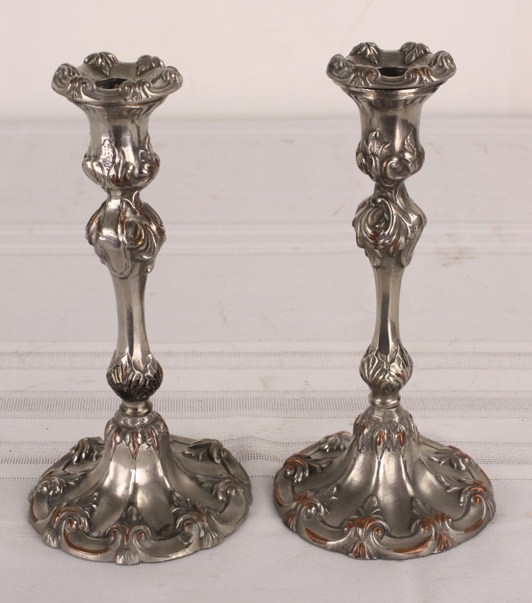 Antique English Pewter Candlesticks at 1stdibs