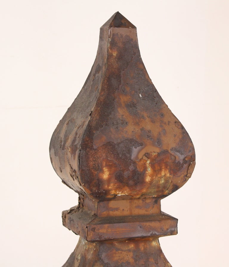Tall Distressed Antique Metal Finial at 1stDibs