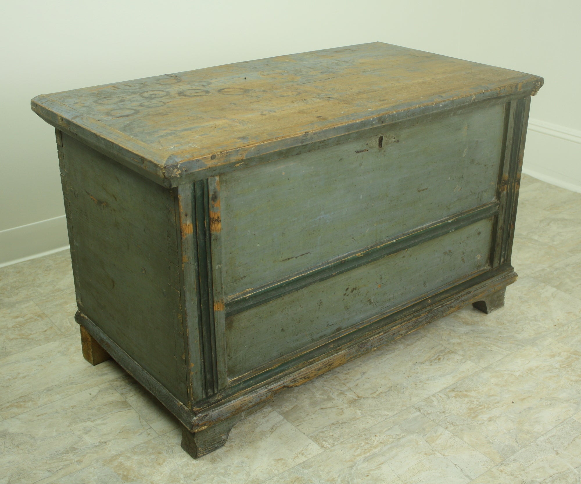Antique Blue Painted Blanket Chest /Trunk at 1stDibs