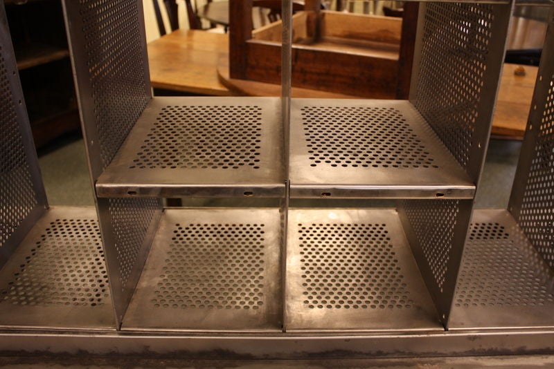 French Industrial Steel Post Office Desk with Seat at 1stDibs