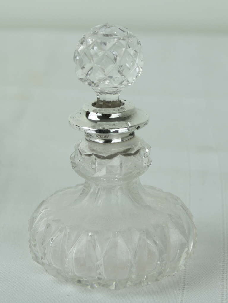 Collection of Four Antique Hallmarked Silver and Crystal Perfume