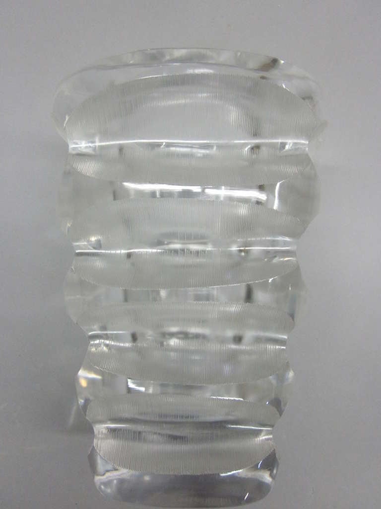 Rare French MidCentury Modern Cut and Etched Lead Crystal Vase by Marc
