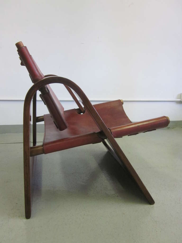 Danish MidCentury Modern Leather Strap Chair Attributed to