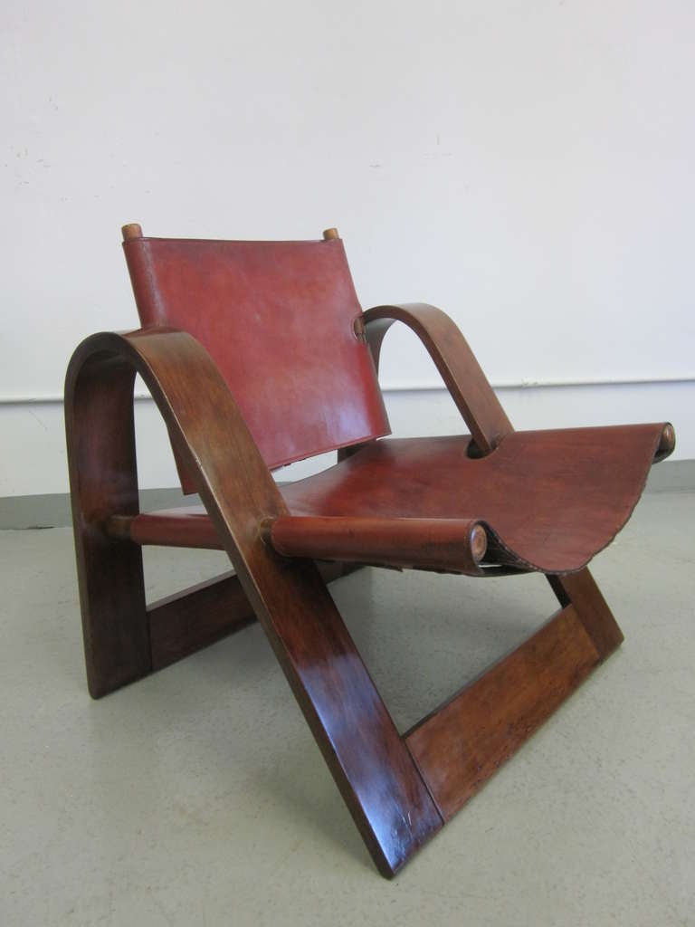 Danish MidCentury Modern Leather Strap Chair Attributed to