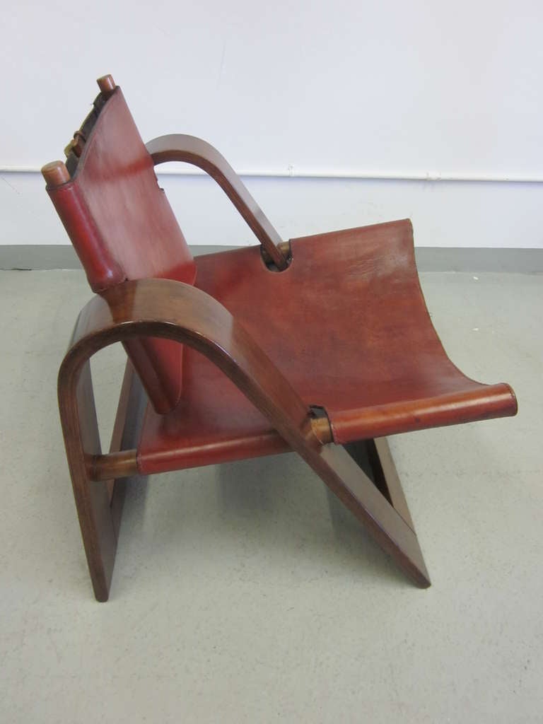Danish MidCentury Modern Leather Strap Chair Attributed to