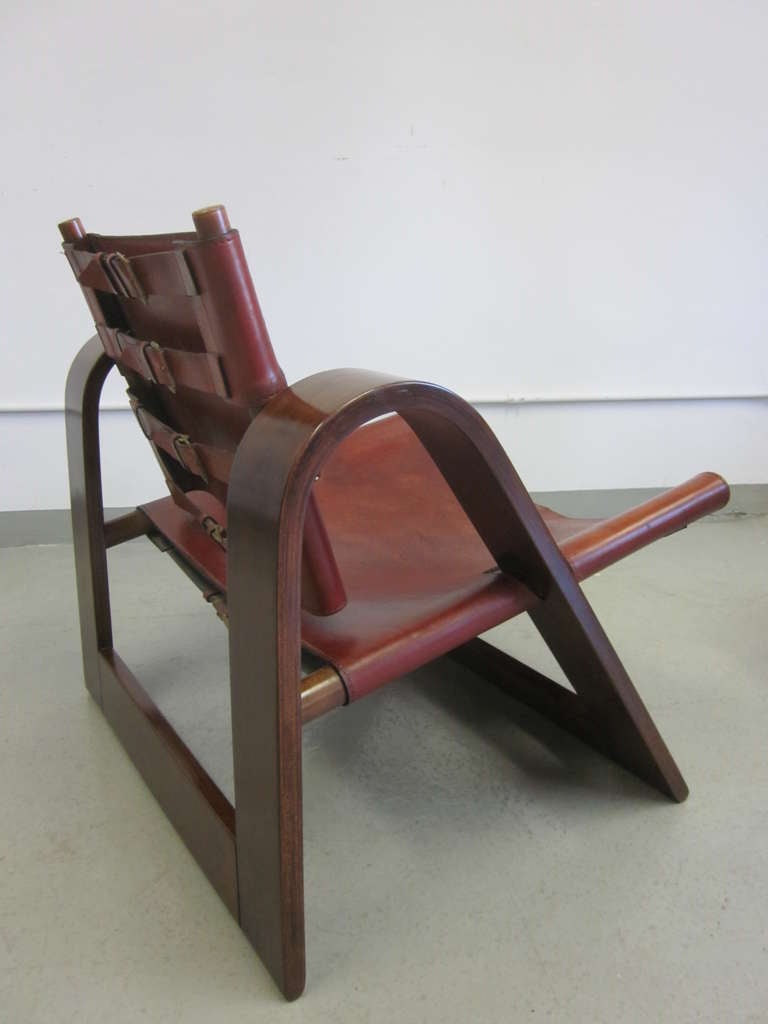Danish MidCentury Modern Leather Strap Chair Attributed to
