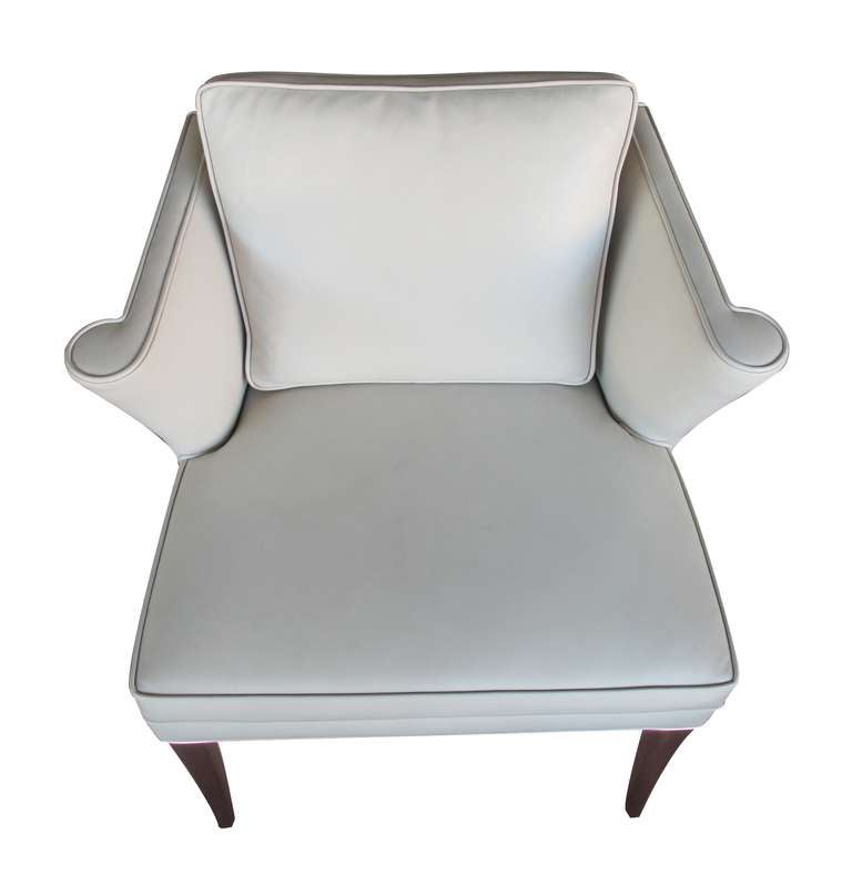 Sleek Pair of American MidCentury LeatherUpholstered Armchairs at 1stdibs