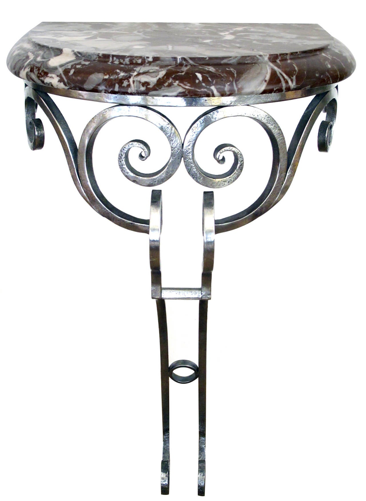 French Wrought Iron WallMounted Console with Marble Top at 1stDibs