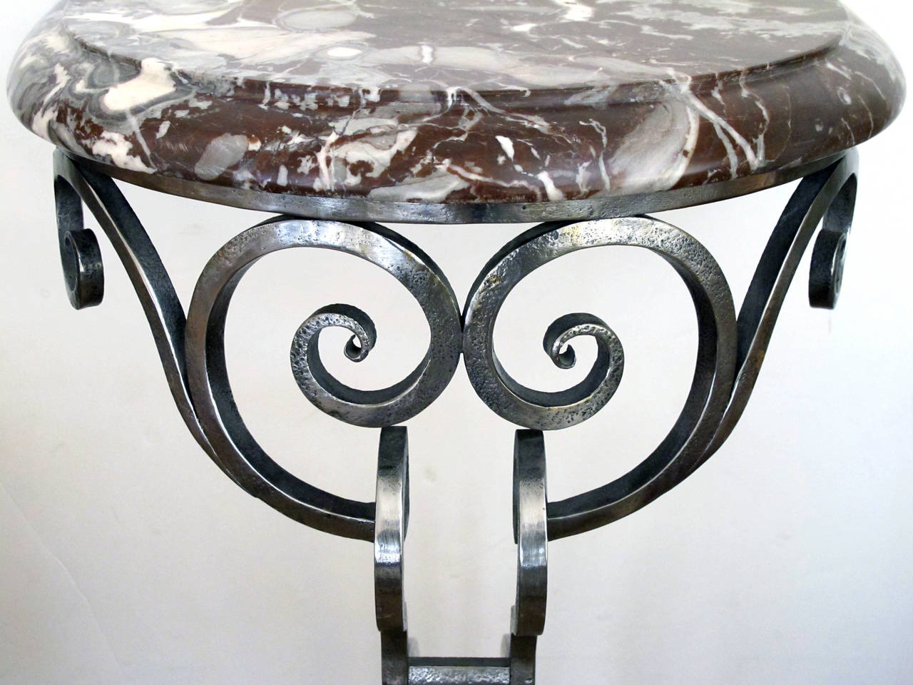 French Wrought Iron WallMounted Console with Marble Top at 1stDibs