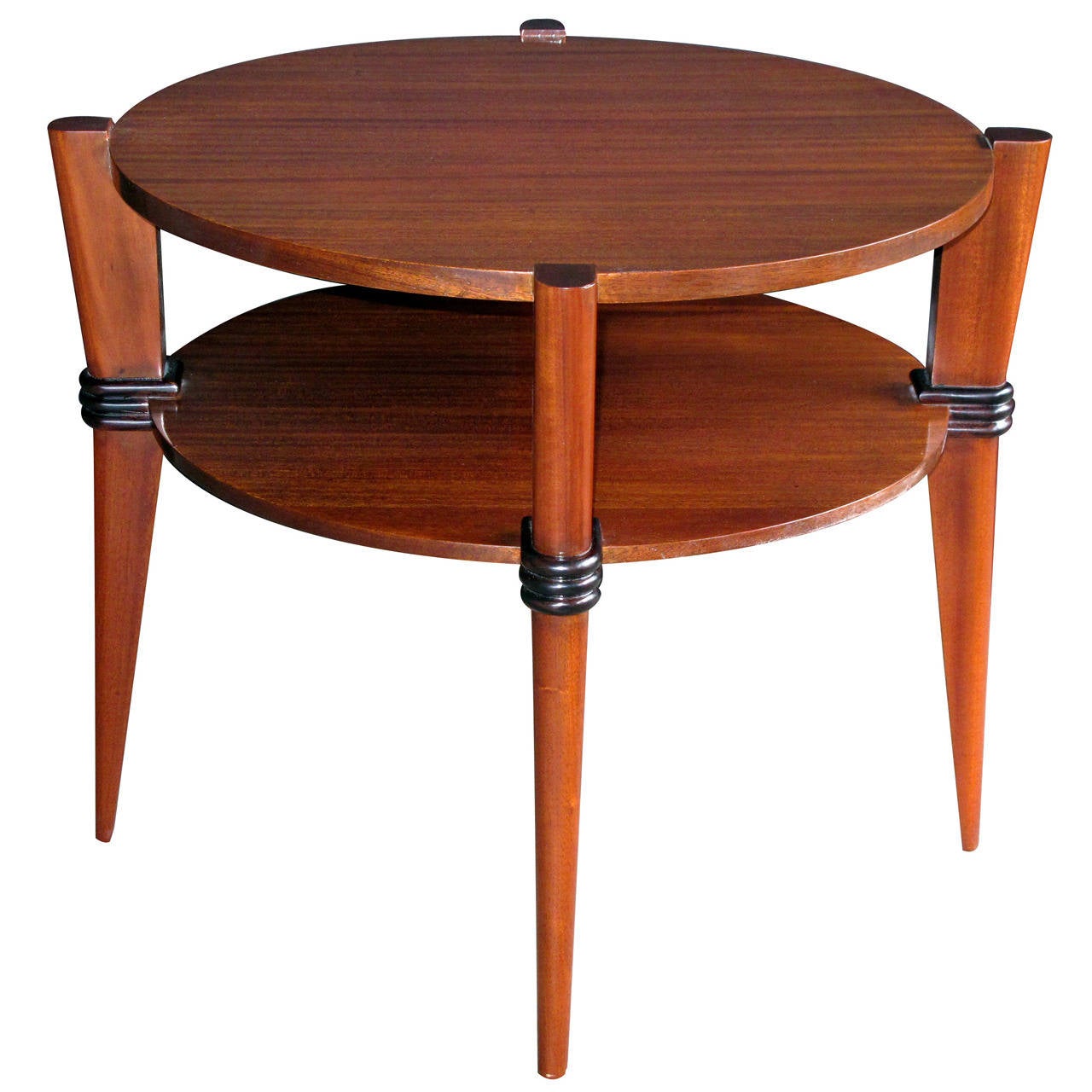 Chic French RibbonMahogany Circular Side Table with Ebonized Highlights For Sale at 1stDibs