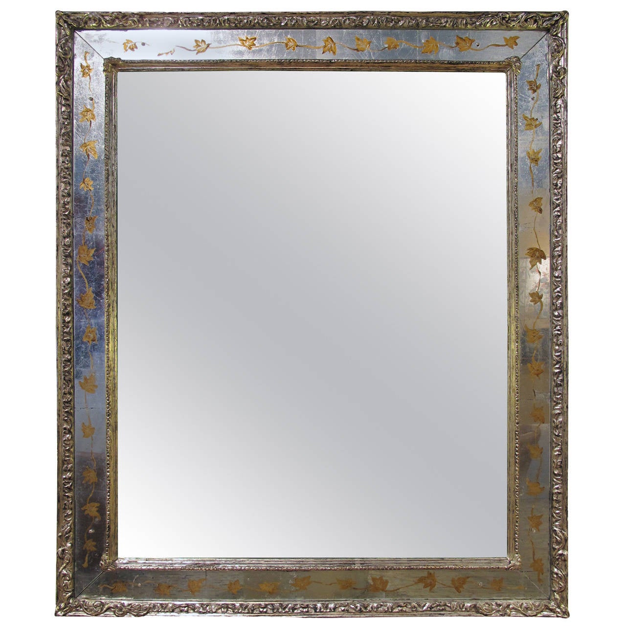 An Elegant French 1940's Verre Eglomise Mirror by Jansen at 1stdibs