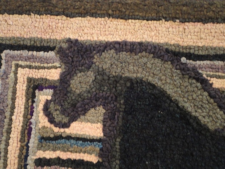 Fantastic and Folky Mounted HandHooked Rug from Pennsylvania For Sale