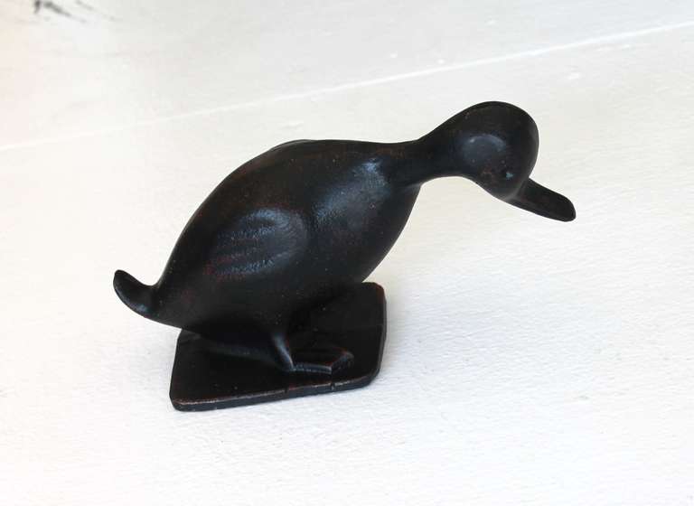 19th Century Original Painted Folky Cast Iron Duck Door Stop at 1stDibs