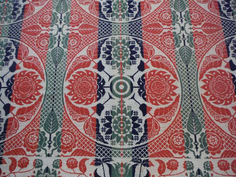 19th Century Woven Jacquard Coverlet from Lancaster Co., Pennsylvania