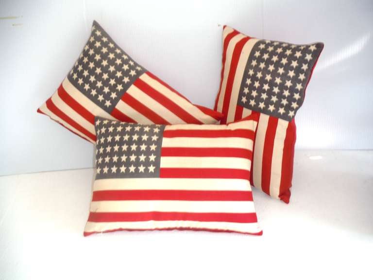 Parade Flag Pillows with 48 Stars and Red Linen Backing at 1stdibs
