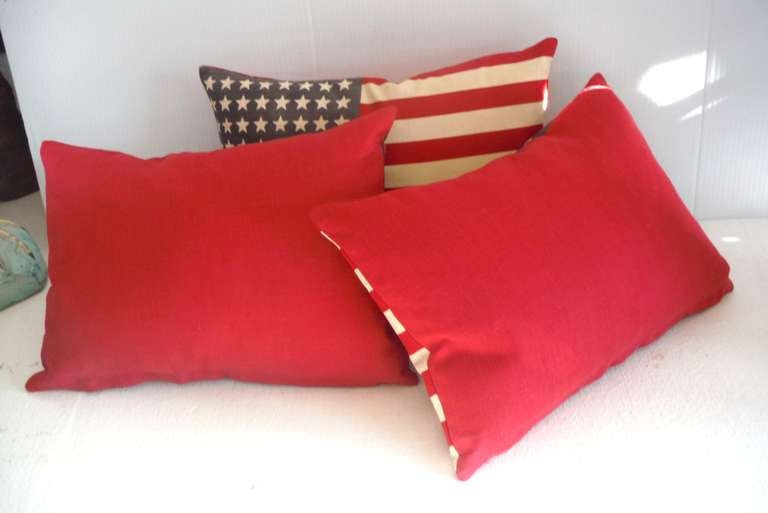Parade Flag Pillows with 48 Stars and Red Linen Backing at 1stdibs