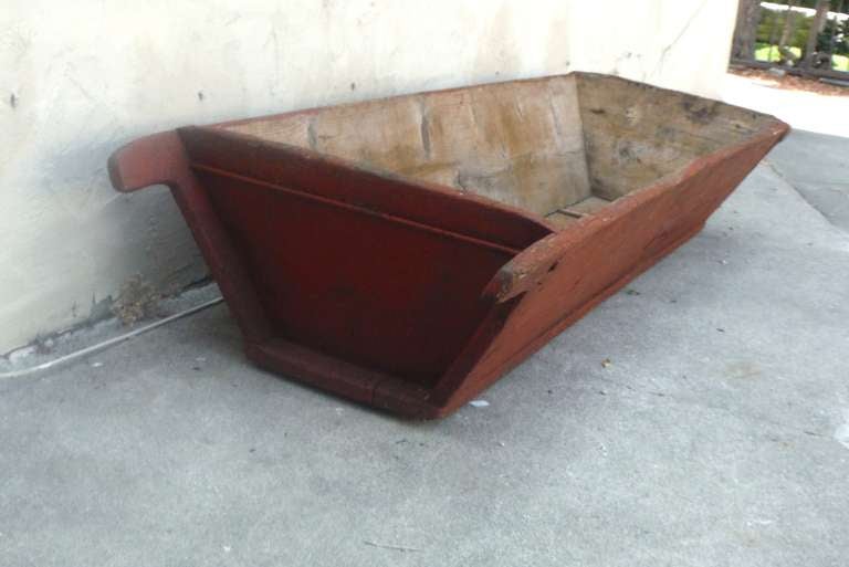 19thc Original Red Painted Horse Watering Trough From Pennsylvania at