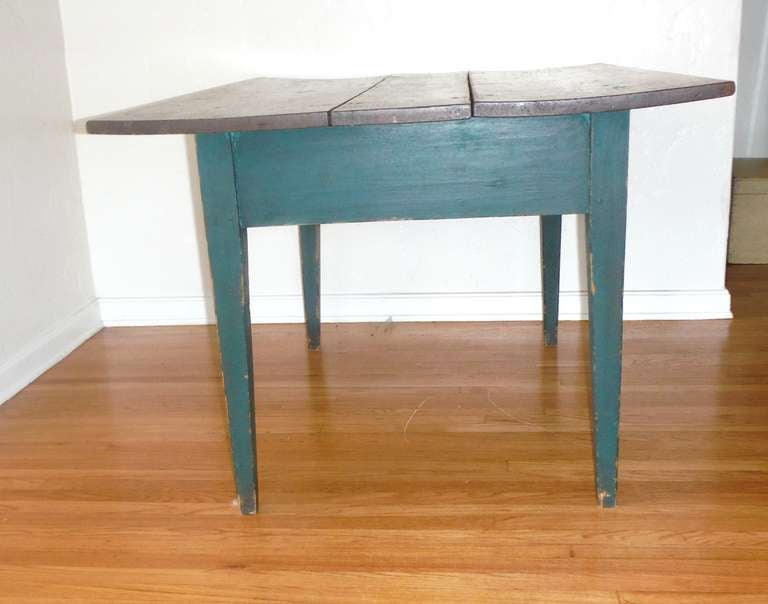 19thc Original Green Painted Three Board Top Farm Table at 1stDibs