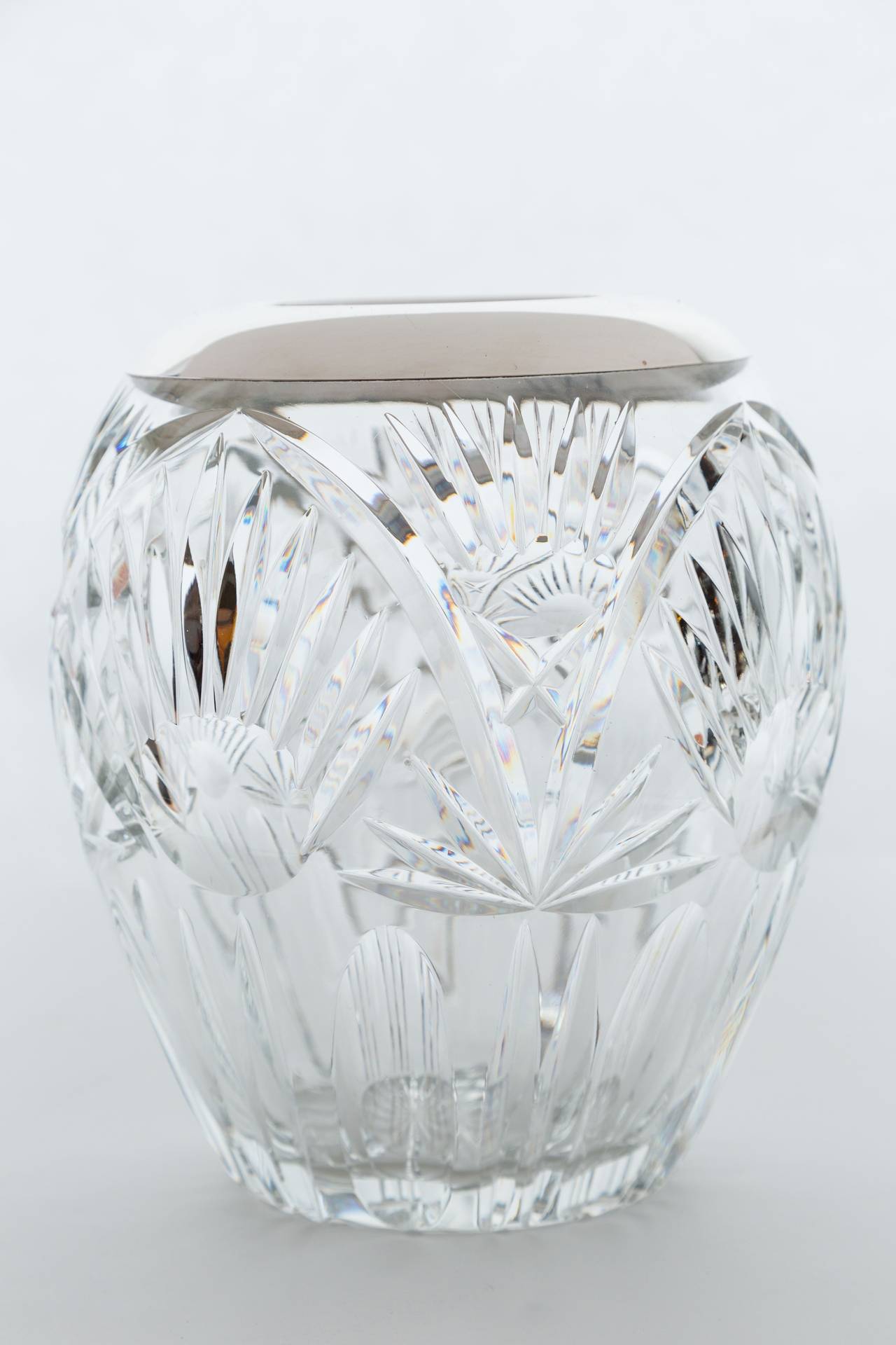 Elegant Cut Crystal and Sterling Silver Vase For Sale at 1stdibs
