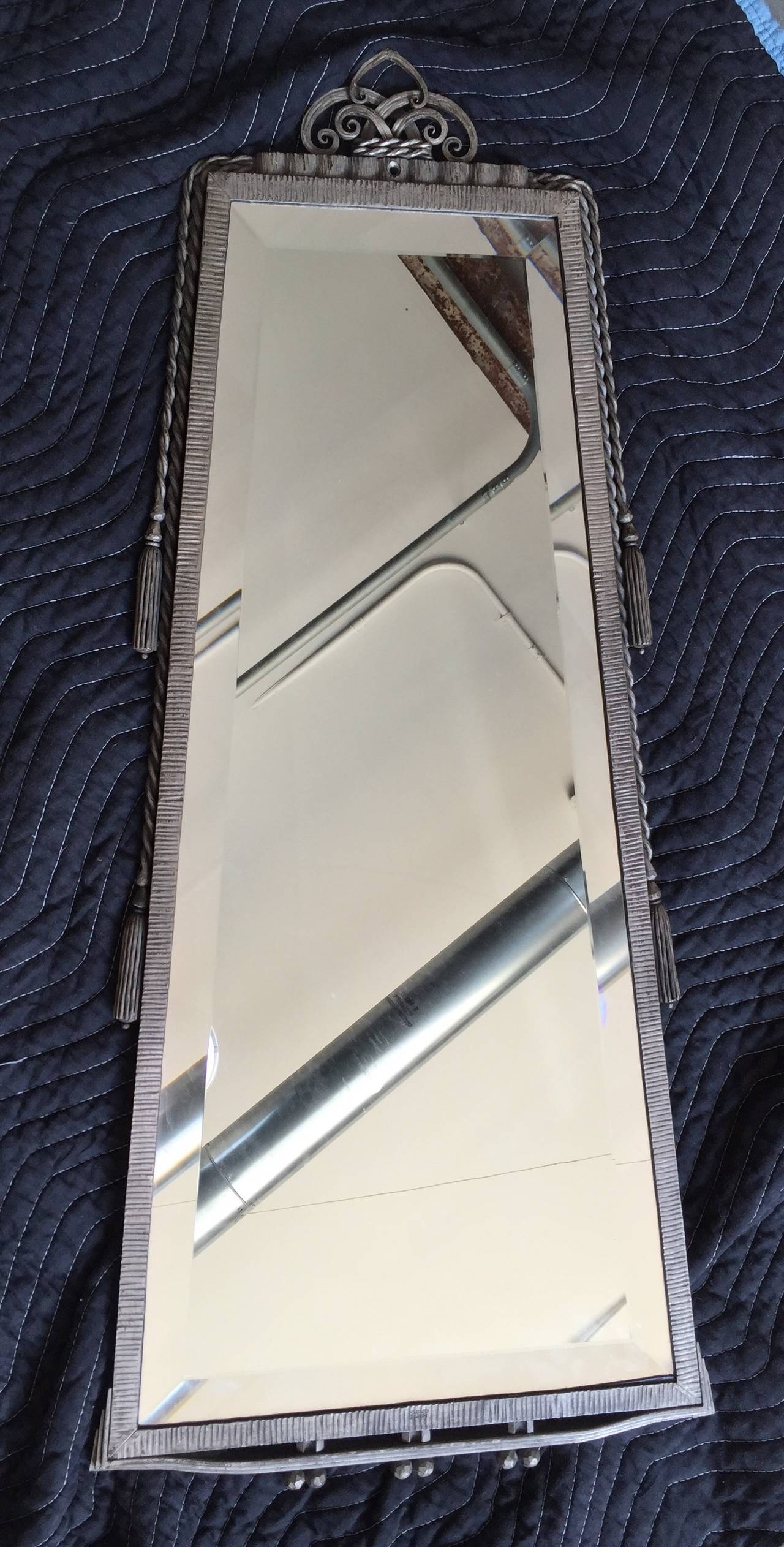 Rare Paul Kiss Wrought Iron Mirror Signed For Sale at 1stDibs