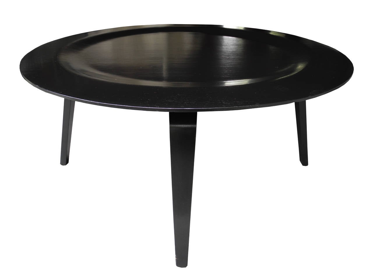 Modern Black Molded Plywood Round Coffee Table by Eames for Herman