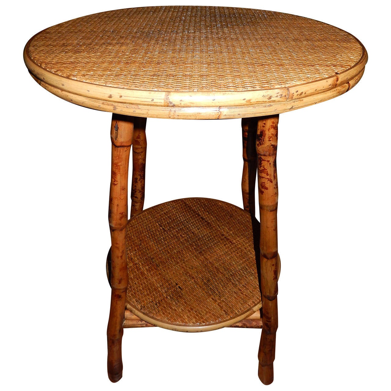 Pair of Bamboo and Cane Side Tables at 1stDibs