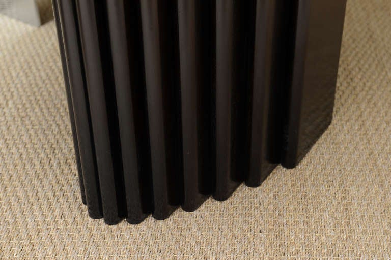 Signed Rothlisberger Ebonized Oval Sculptural and Fluted Dining Table